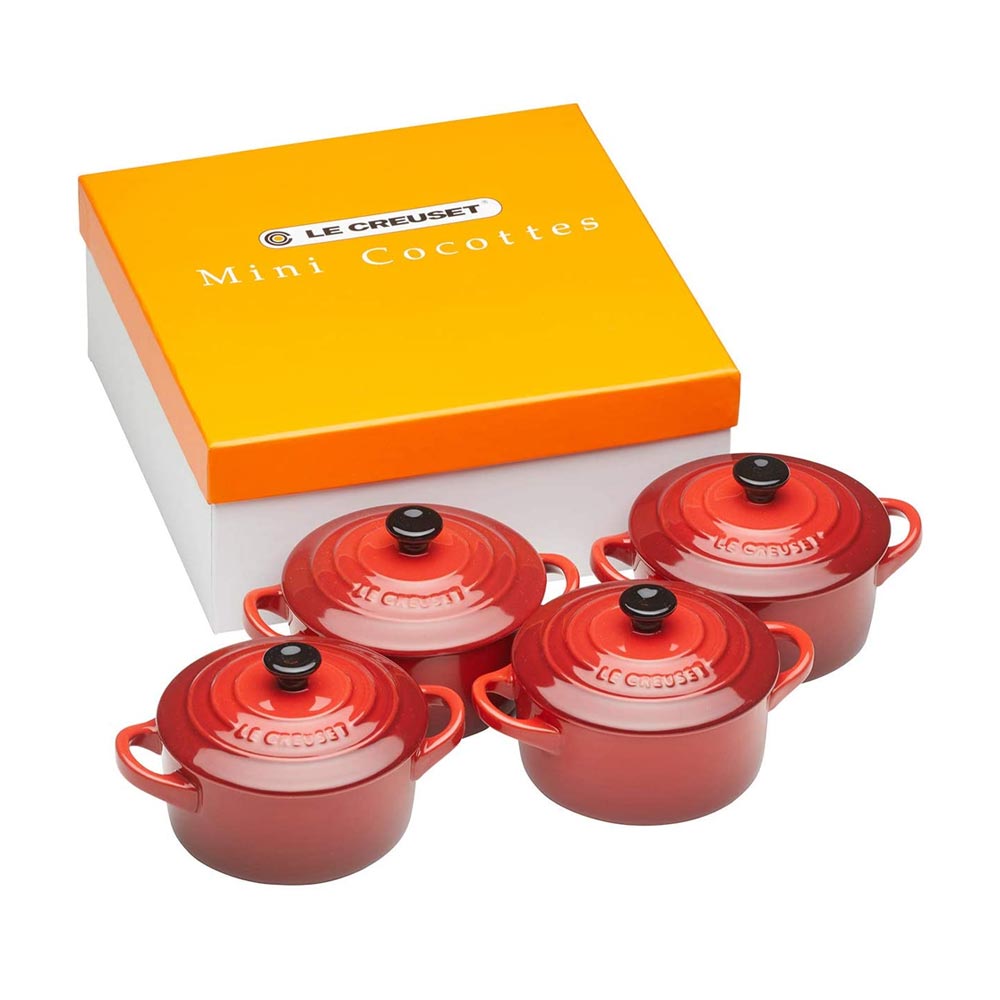 Set de 4 mini cocottes Le Creuset rojo cereza