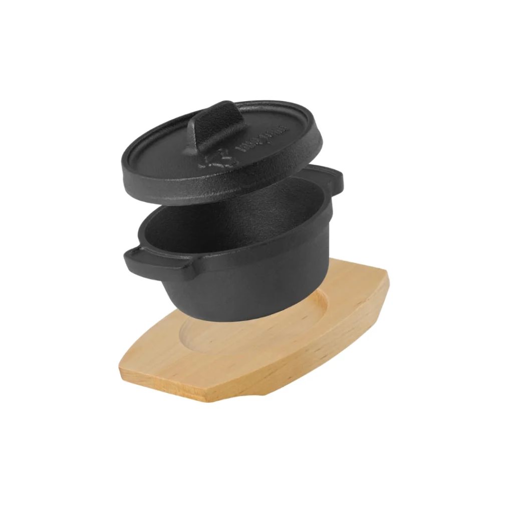 BBQ Toro Mini Dutch Oven con Base de Madera 11 cm con base de madera