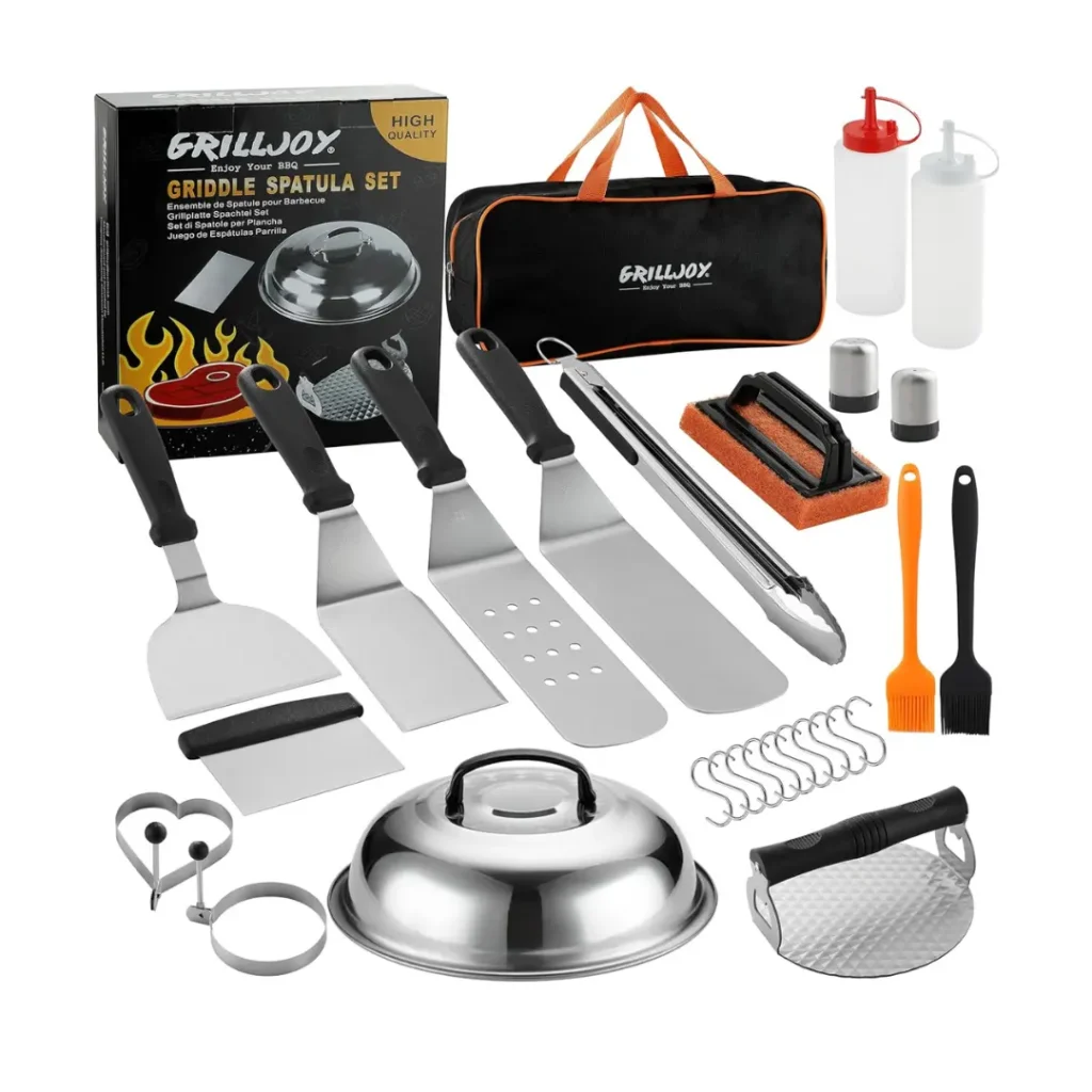 Grilljoy 28PCS Set de Espátulas para Parrilla Acero Inoxidable