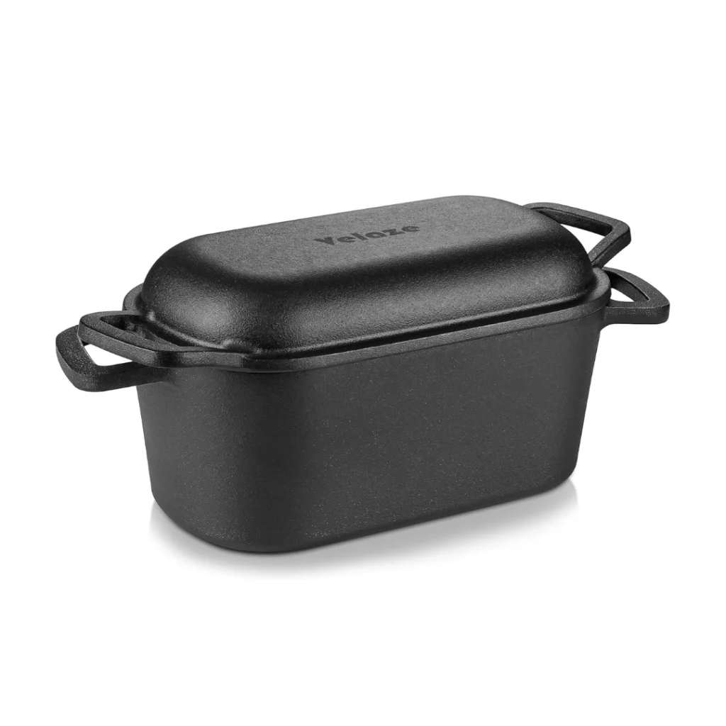 Velaze Olla de Hierro Fundido para Pan 3.4L Rectangular 27x15 cm negro sin esmaltar