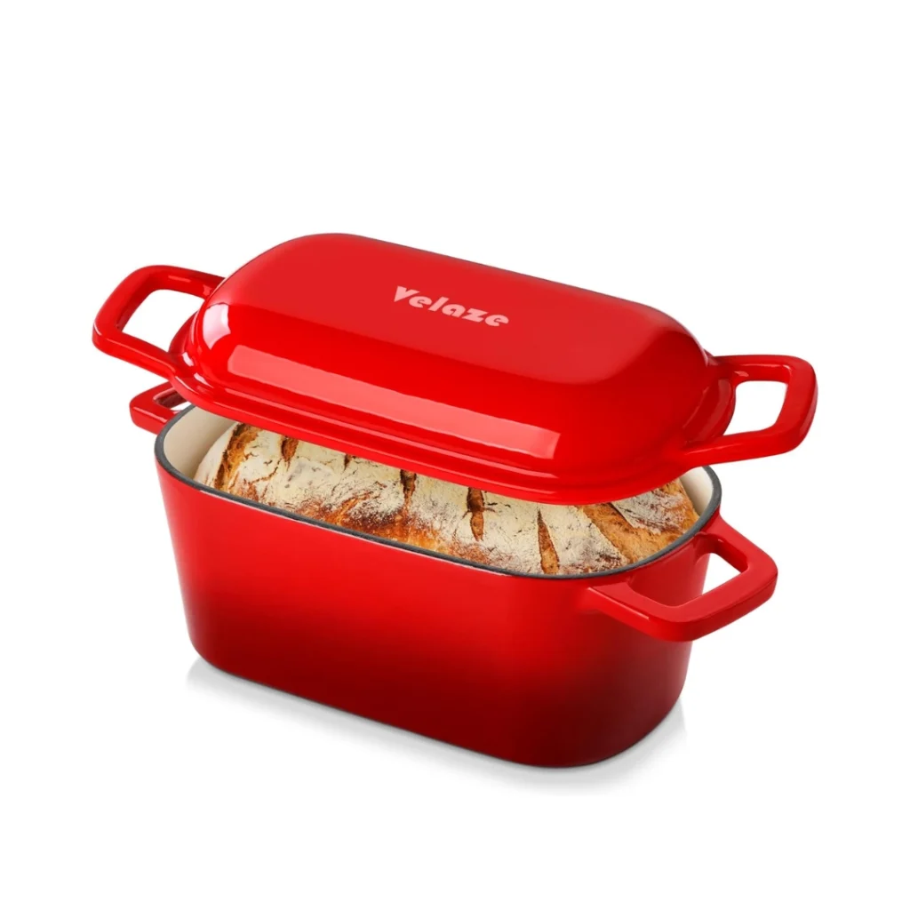 Velaze Olla de Hierro Fundido para Pan 3.4L Rectangular 27x15 cm rojo