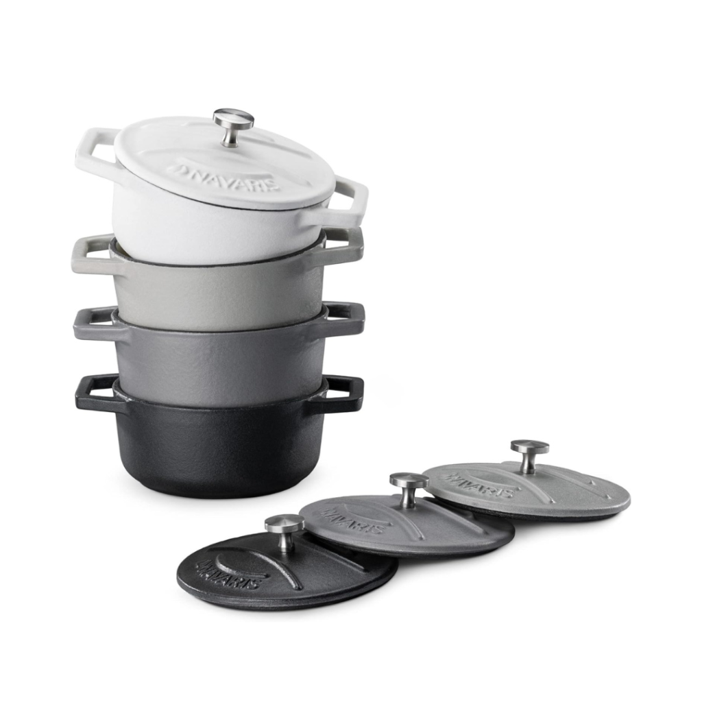 Navaris set de 4 mini cocottes de hierro fundido Individuales de 290 ml